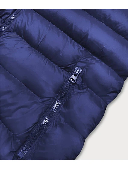 Tmavě modrá krátká dámská prošívaná vesta model 16279835 - J.STYLE Tmavě modrá krátká dámská prošívaná vesta model 16279835 - J.STYLE