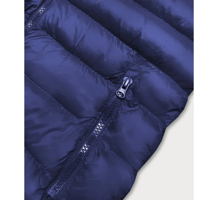 Tmavě modrá krátká dámská prošívaná vesta model 16279835 - J.STYLE