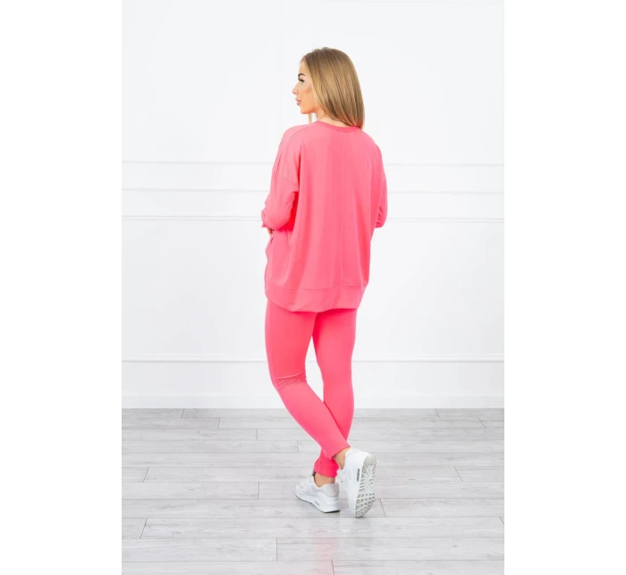 Sada s oversize halenkou růžová neonová