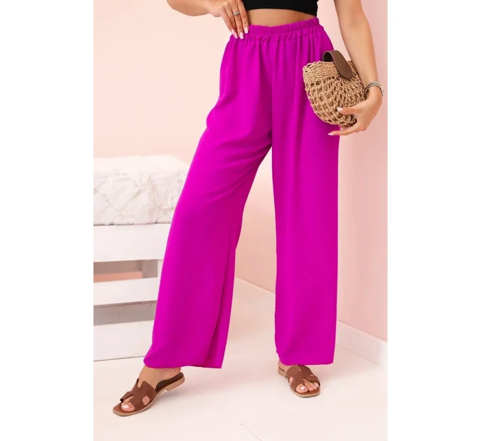 Kalhoty se širokými nohavicemi tmavě fialová