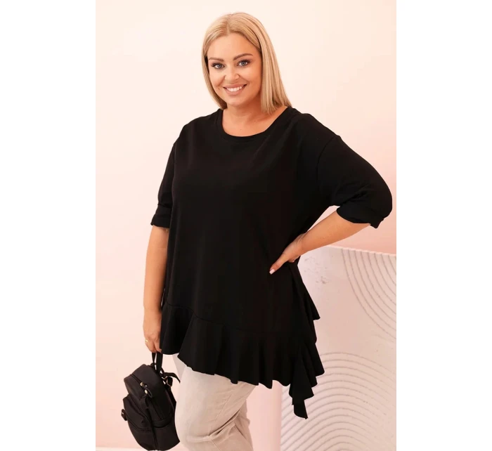 Dámská blůza Plus Size s model 21259110 kapsou a ohrnutým rukávem kiwi - K-Fashion Dámská blůza Plus Size s model 21259110 kapsou a ohrnutým rukávem kiwi - K-Fashion