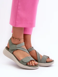 Dámské pohodlné sandály na suchý zip zelené model 21661163 - EVENTO