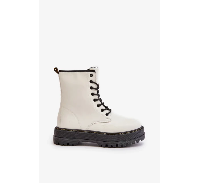 Zateplené členkové topánky z eko kože so zipsom White Naleli Zateplené členkové topánky z eko kože so zipsom White Naleli