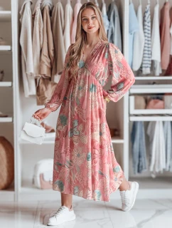 Jedna veľkosť maxi kvetinových šiat LILOVIE pink FashionStreet EY2572