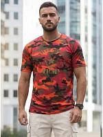 Pánske tričko s potlačou v kamuflážovom vzore, oranžové, FashionStreet NX2002R