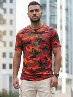Pánske tričko s potlačou v kamuflážovom vzore, oranžové, FashionStreet NX2002R