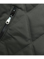 Prešívaná bunda v army farbe s ozdobnými sťahovacími lemami (16M9085-136)