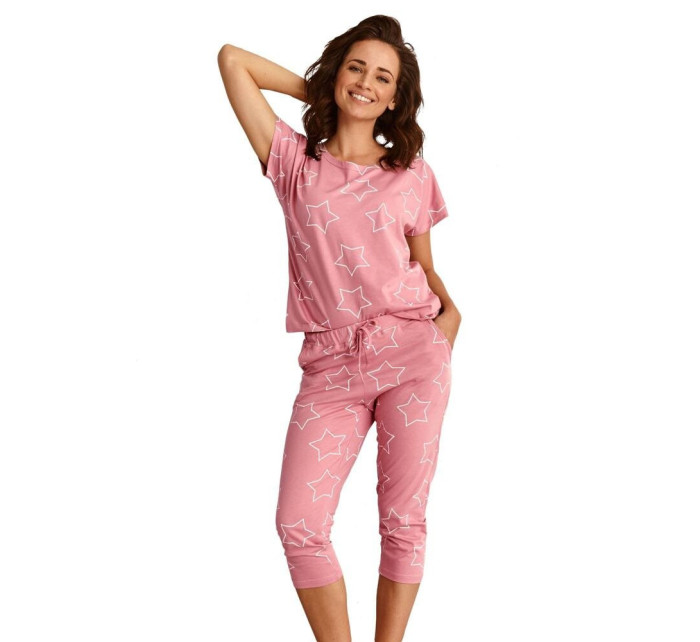 Dámske pyžamo Oksa ružové s hviezdami