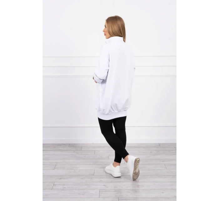 Mikina so zipsom a vreckami biela