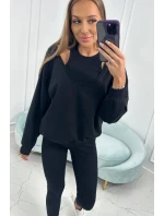 3-dielna sada mikina + top + legíny čierna