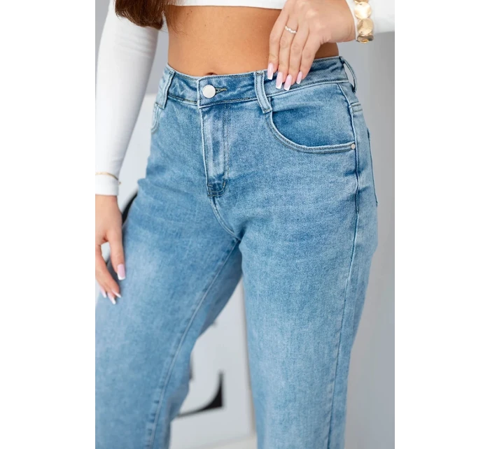 Dámske džínsy s vysokým pásom a širokými nohavicami