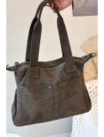 Kožená Semišová Kabelka S Kapsami Hnědá Zephina