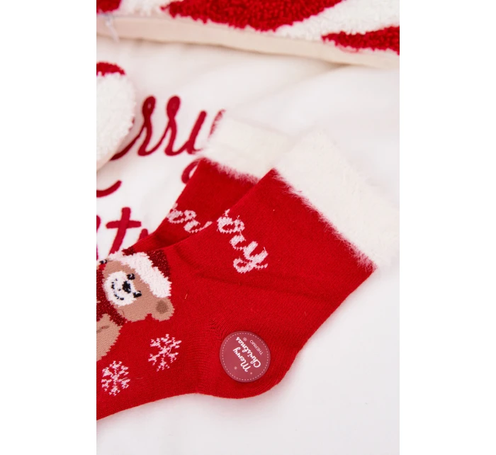 Vánoční dětské ponožky s kožíškem a a alpaka Červené model 21786770 - Aura.via