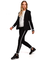 M459 Blejzer s pruhovanými rebrovanými manžetami - čierny