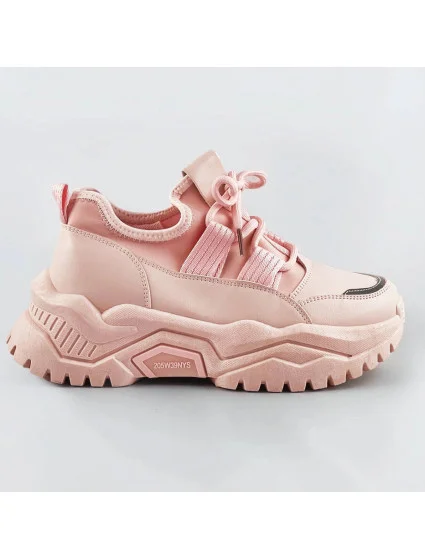 Ružové šnurovacie sneakersy na platforme (RA5)