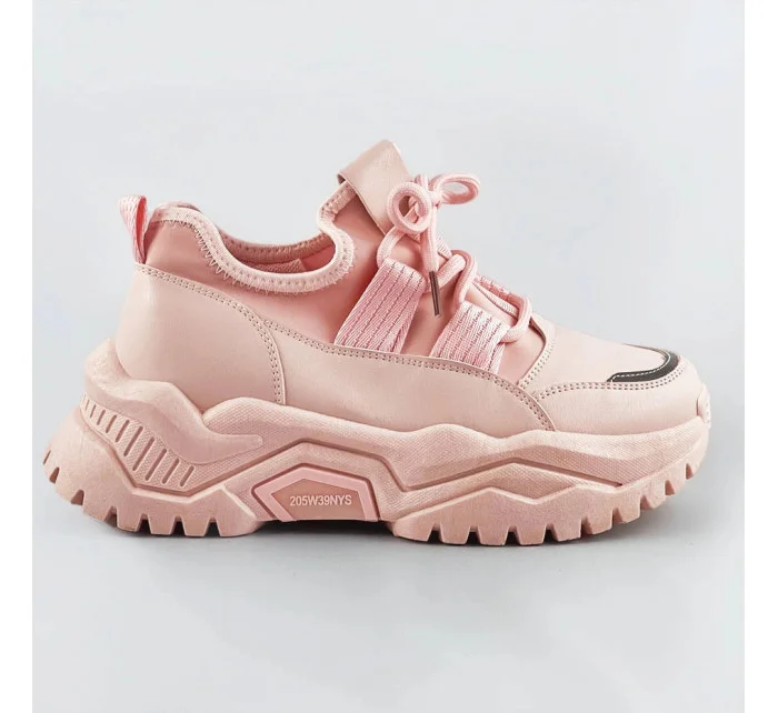 Ružové šnurovacie sneakersy na platforme (RA5)