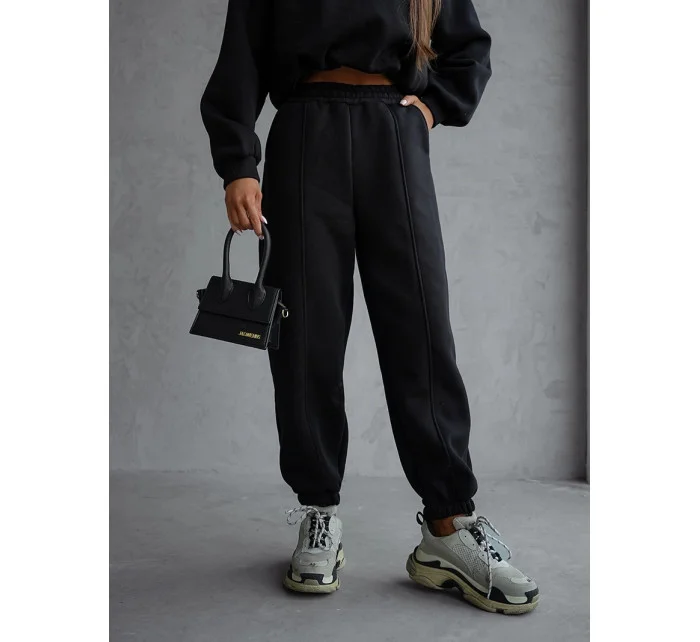 Černý dámský bavlněný teplákový komplet s krátkou mikinou model 20905679 - Moon