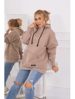 Zateplená mikina s polovičným zipsom tmavo béžová
