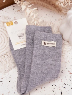 Teplé vlněné dámské ponožky s nášivkou šedé