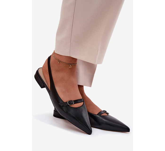 Kožené sandály na nízkém podpatku Maciejka K7449-01 Černé