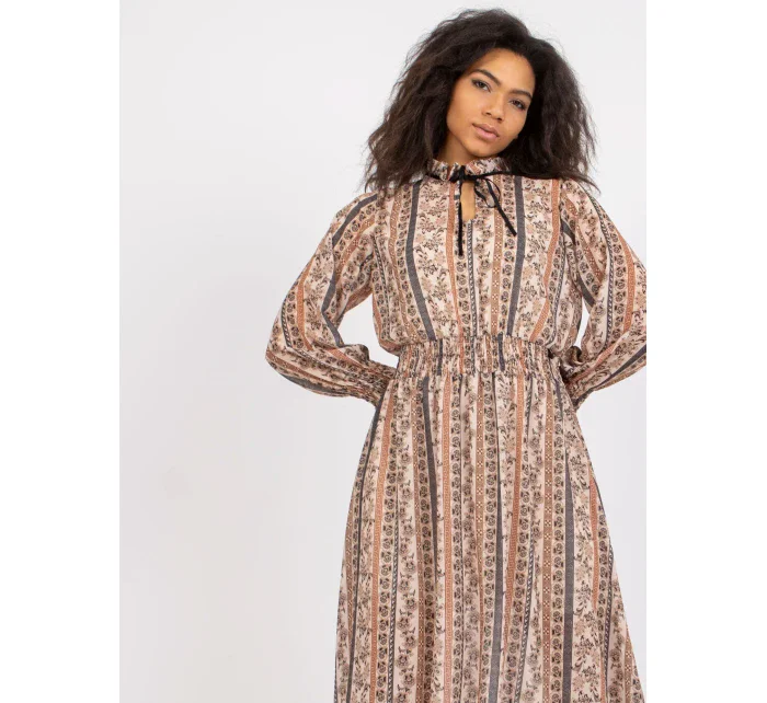 Sukienka DHJ SK ciemny bezowy model 19755080 - FPrice Sukienka DHJ SK ciemny bezowy model 19755080 - FPrice