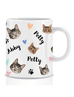 Personalizovaný klasický biely keramický hrnček s objemom 300 ml s motívom domácich miláčikov