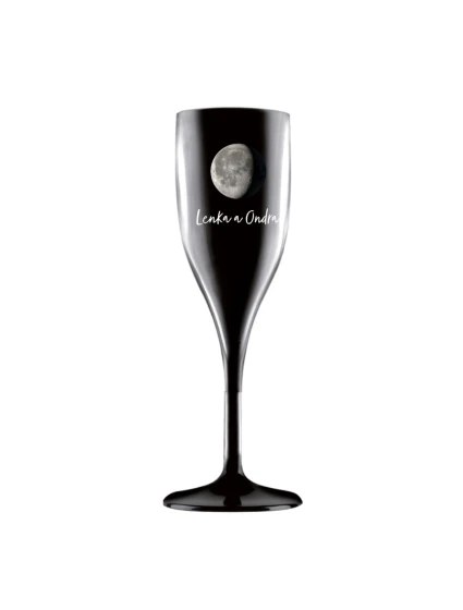 Personalizovaná nerozbitná prosecco sklenice s měsíční fází 