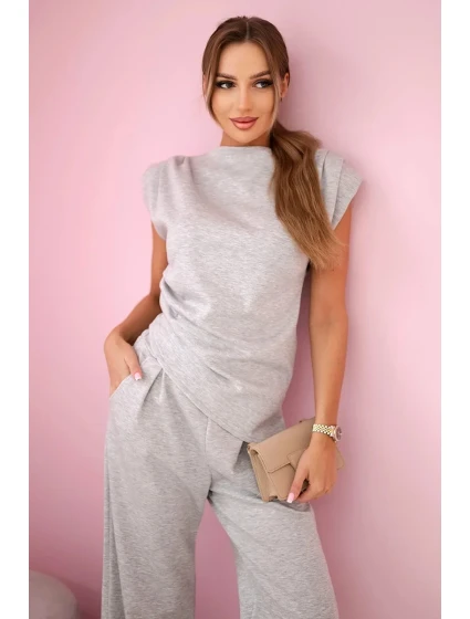 Asymetrická blúzka + nohavice sivá Asymetrická blúzka + nohavice sivá
