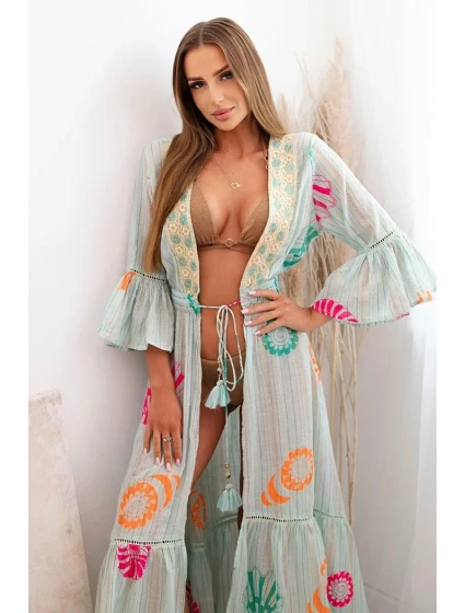 Dámsky boho kabát s mätovou výšivkou Dámsky boho kabát s mätovou výšivkou