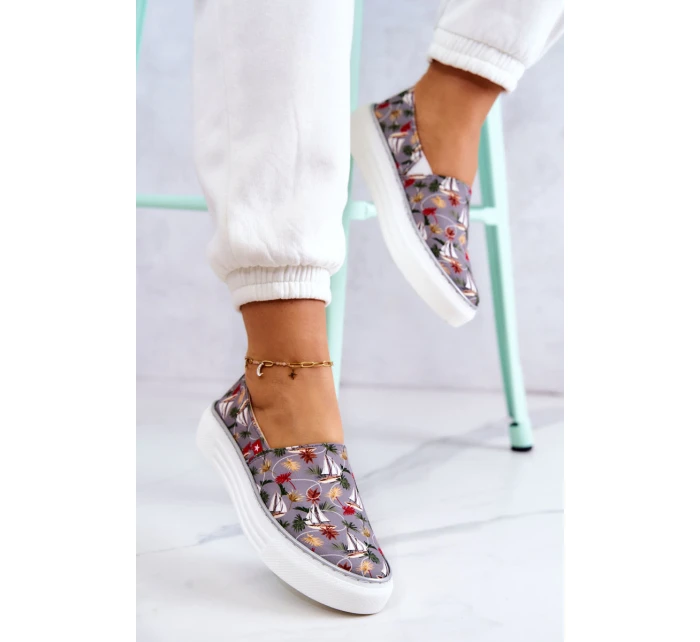 Damskie Tenisówki Slip On Memory Foam Big Star JJ276015 Szare