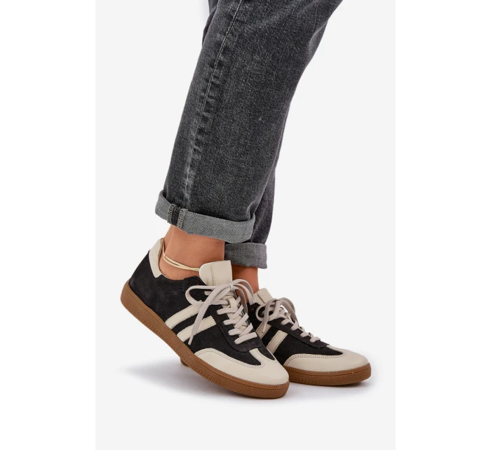 model 21684270 Kožené Nízké Tenisky Dámské Černé - Zazoo