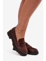 Mokasyny Damskie Z Eko Skóry Czekoladowe Cailen