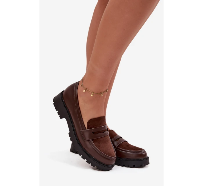 Mokasyny Damskie Z Eko Skóry Czekoladowe Cailen