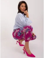 Dámské kalhoty DHJ SP model 21055768 Fialová s květy - FPrice