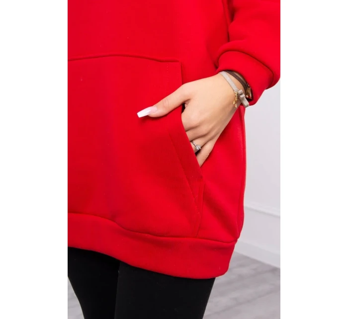 Mikina s kapucňou a nášivkami červená