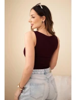 Dámská halenka na ramínkách s výstřihem bordó