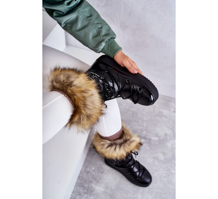 Dámské šněrovací boty do sněhu Černá model 21596340 - Boto Dámské šněrovací boty do sněhu Černá model 21596340 - Boto