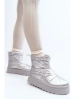 Śniegowce Damskie Na Masywnej Platformie Srebrne Fionia Śniegowce Damskie Na Masywnej Platformie Srebrne Fionia