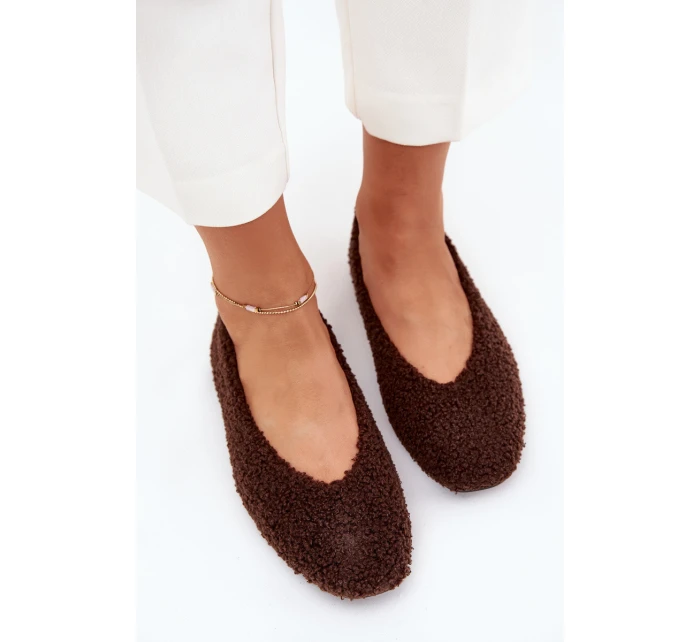 Baleriny Damskie Z Futerkiem Typu Baranek Czekoladowe Zimira Baleriny Damskie Z Futerkiem Typu Baranek Czekoladowe Zimira