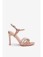 Dámské sandály na jehlovém podpatku s pásky a kamínky model 21821786 - Boto Dámské sandály na jehlovém podpatku s pásky a kamínky model 21821786 - Boto