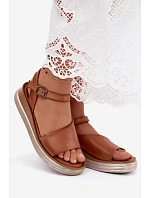 Kožené dámské sandály na platformě model 22208644 Camel - Maciejka