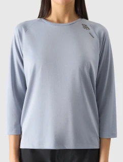 Dámske cyklistické rýchloschnúce tričko s dlhým rukávom 4F - modré