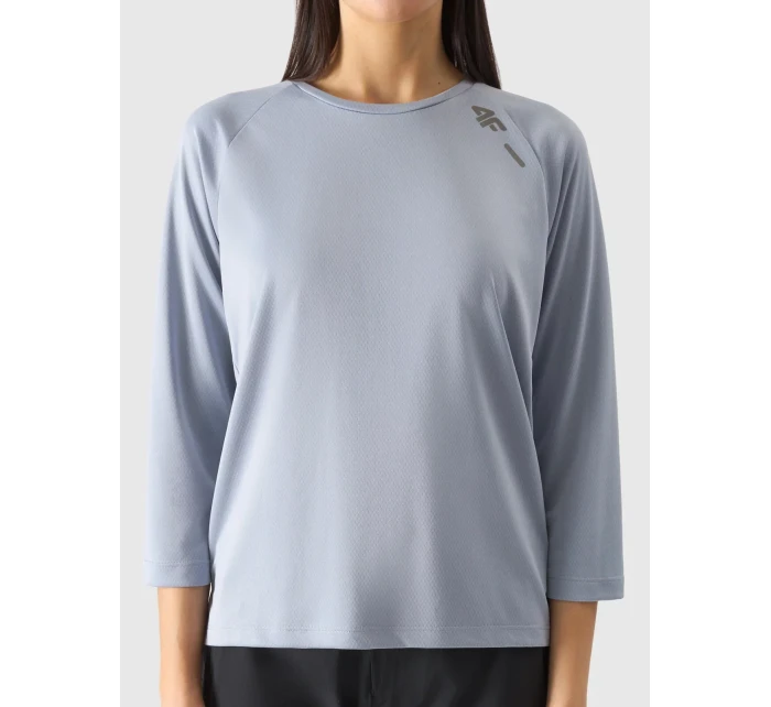 Dámske cyklistické rýchloschnúce tričko s dlhým rukávom 4F - modré