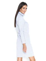 Dámske voľnočasové šaty s rolákom stredne dlhé sivé - Šedá - Makadamové Dámske voľnočasové šaty s rolákom stredne dlhé sivé - Šedá - Makadamové