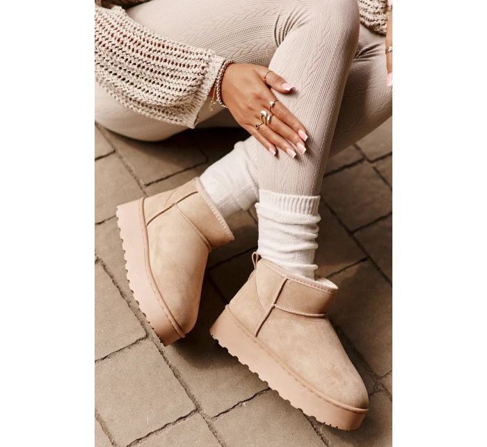 Dámské sněhové boty na platformě Světle béžová model 21808572 - Inello Dámské sněhové boty na platformě Světle béžová model 21808572 - Inello