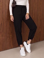 Dámske joggerové nohavice s gumou v páse, čierne, FashionStreet UY3152