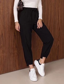 Dámske joggerové nohavice s gumou v páse, čierne, FashionStreet UY3152