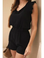 Dámsky mušelínový overal s volánikmi čierny