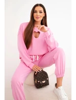 Dámská souprava model 21921192 výřezem v jasně růžové barvě - K-Fashion