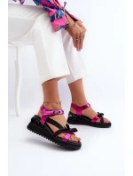 Dámské sandály s mašlí D&A model 21660353 fuchsie - S.Barski